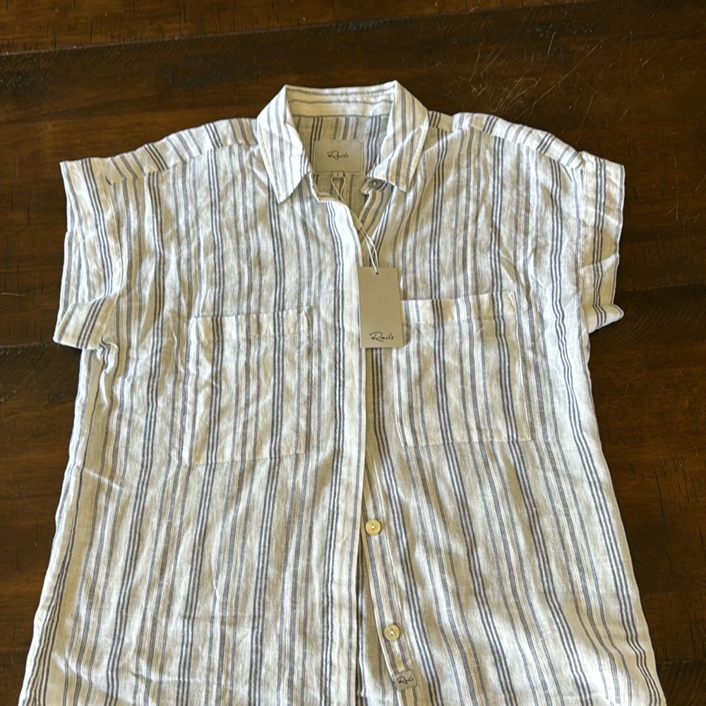 Rails button down short sleeve striped shirt